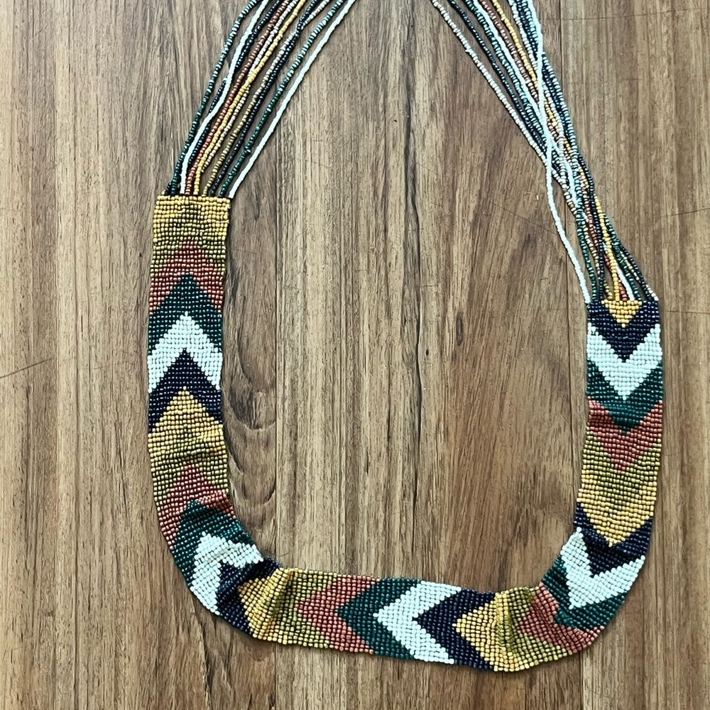 Multicolor Beaded Chevron Necklace